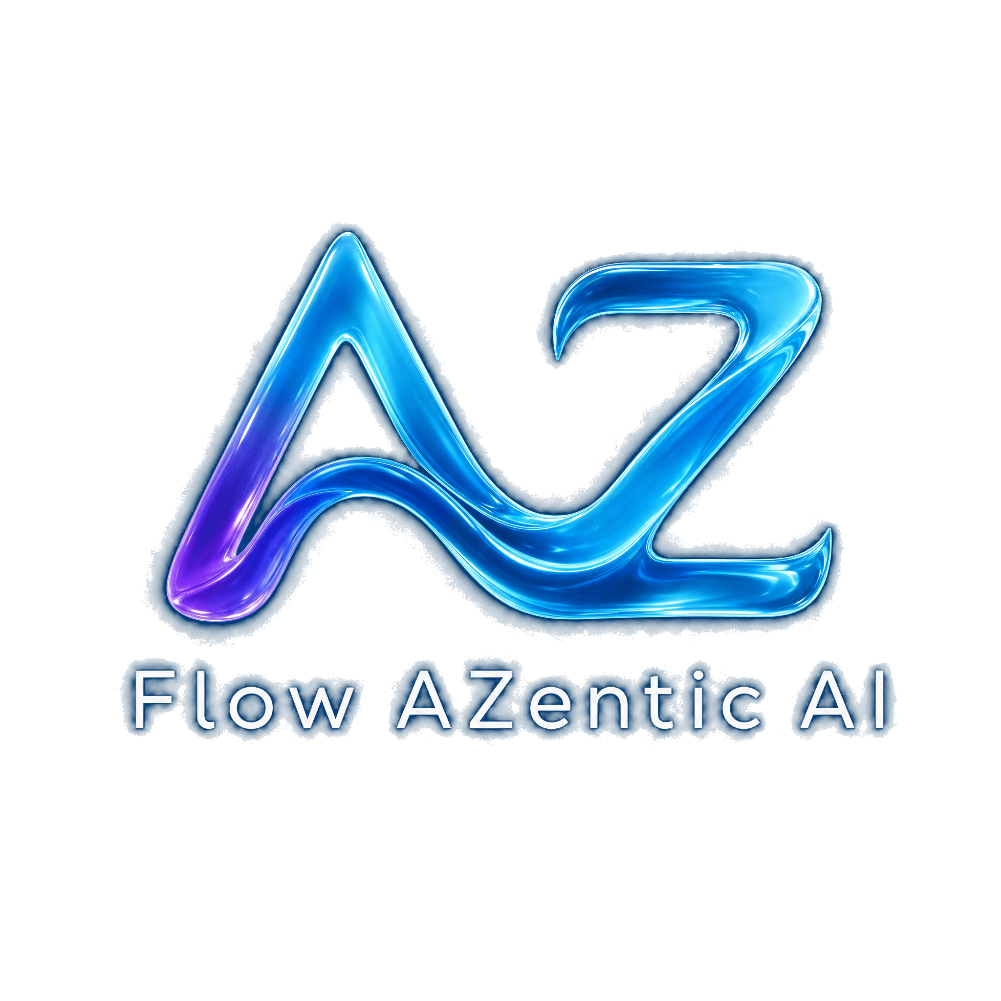 Flow AZentic AI logo, a glossy AZ monogram